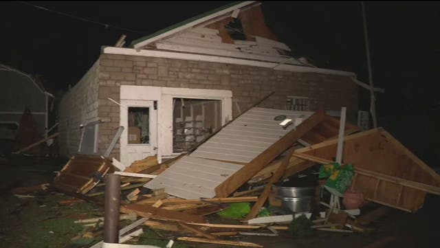 <p>A damaged home in Lakeview, Ohio. At least three people are dead in Ohio after tornadoes tore through Midwest states overnight</p>