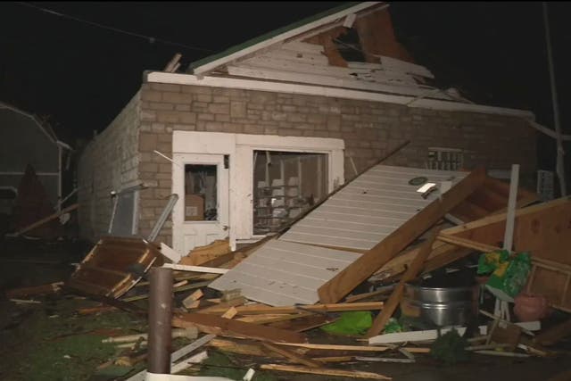 <p>A damaged home in Lakeview, Ohio. At least three people are dead in Ohio after tornadoes tore through Midwest states overnight</p>
