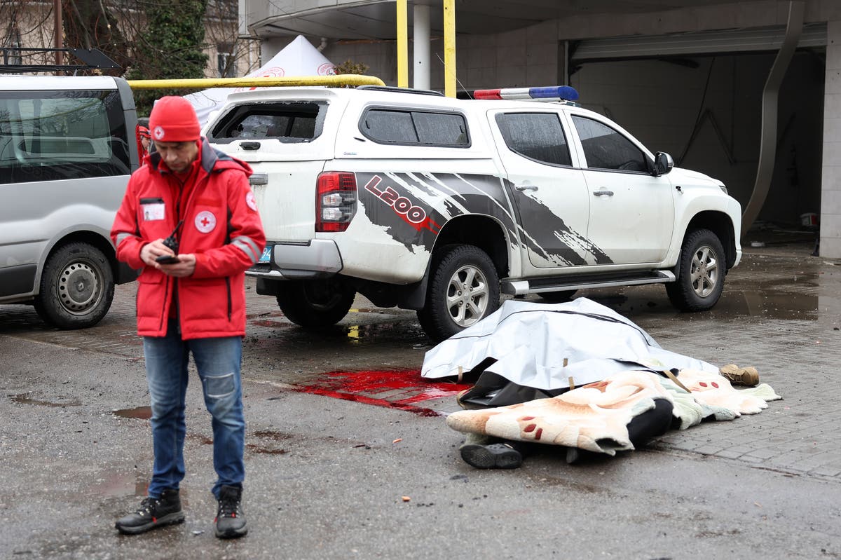 A Russian missile strike kills at least 14 people in southern Ukraine