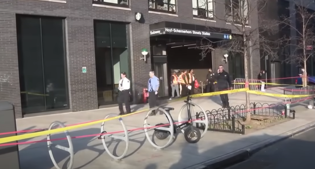 <p>A man was shot on a New York subway train in Brooklyn on Thursday </p>