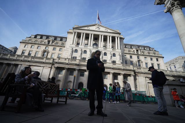 The Bank is expected to keep interest rates unchanged again on Thursday (Yui Mok/PA)