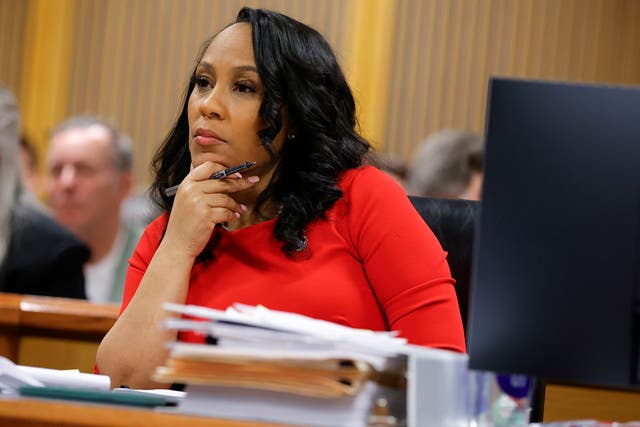 <p>Fulton County District Attorney Fani Willis looks on during a hearing on the Georgia election interference case on 1 March 2024, in Atlanta</p>