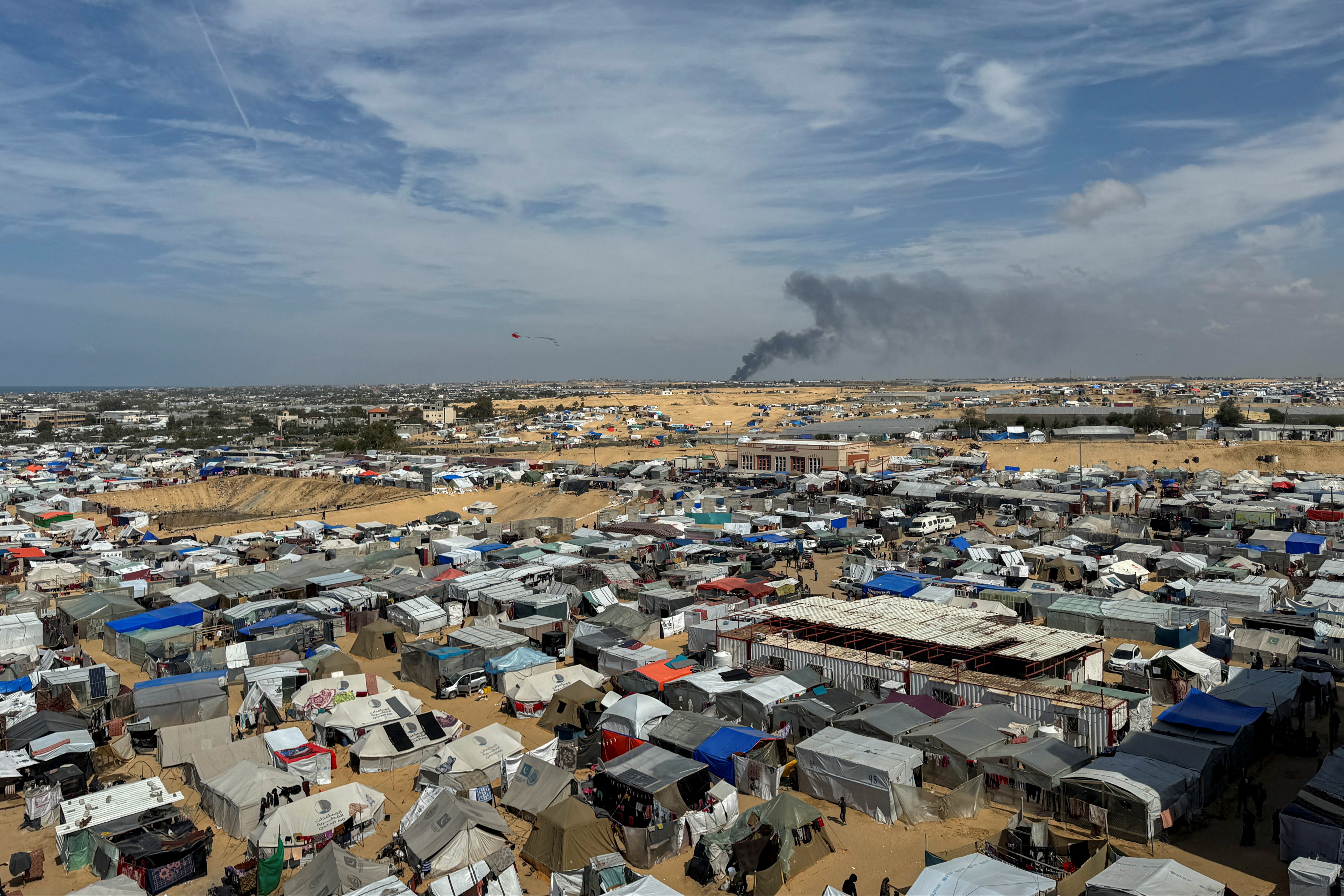 Displaced Palestinians sheltering in Rafah