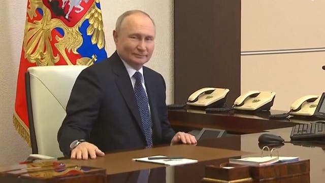 <p>Putin shown ‘voting’ in sham Russian election in new video released by Kremlin.</p>