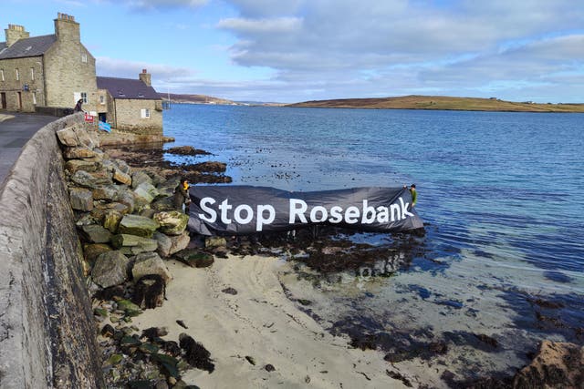 Protesters unfurled banners in Shetland (Extinction Rebellion Scotland/PA)