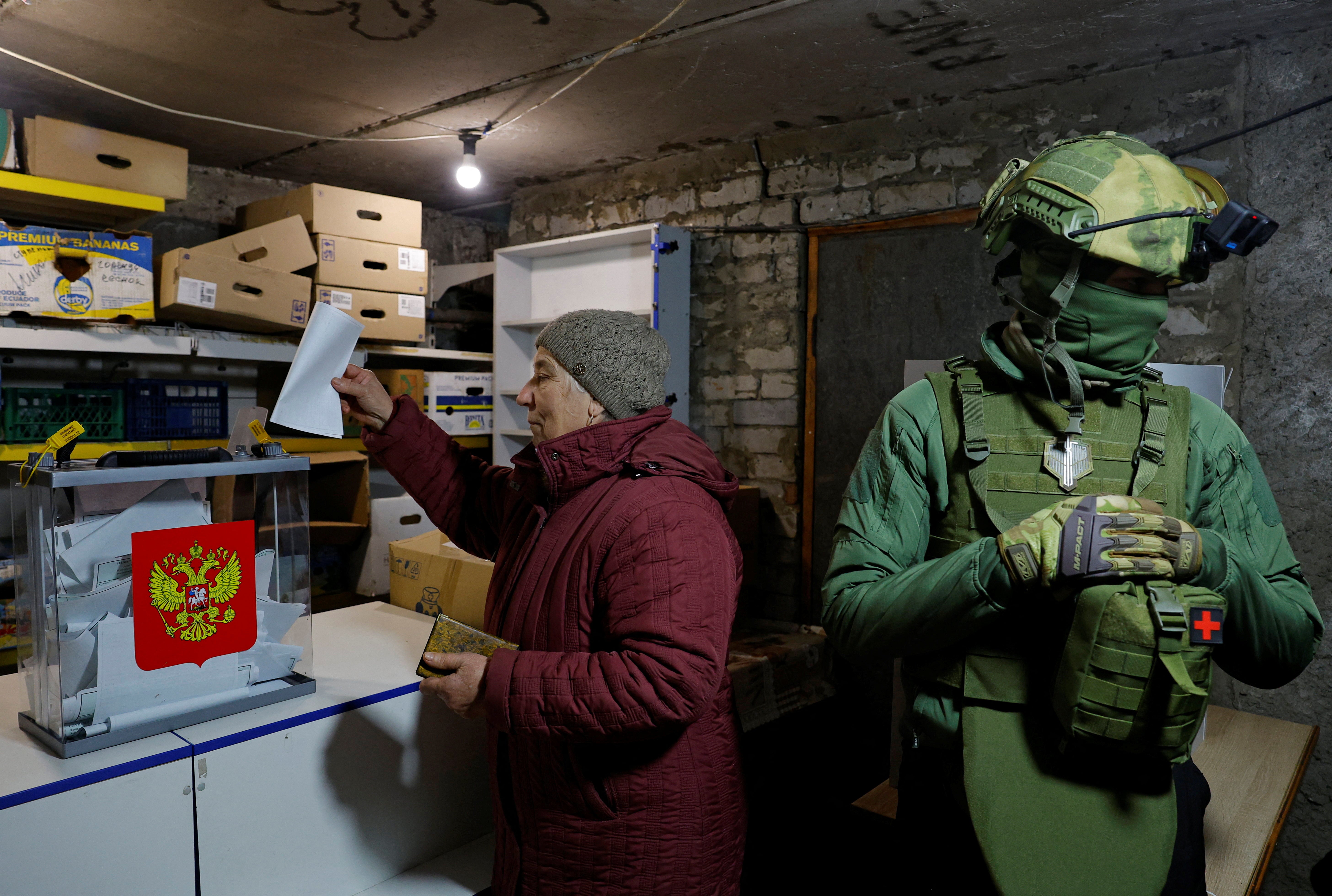 Voting on Saturday in the basement of an apartment block in Avdiivka, the Donetsk Region