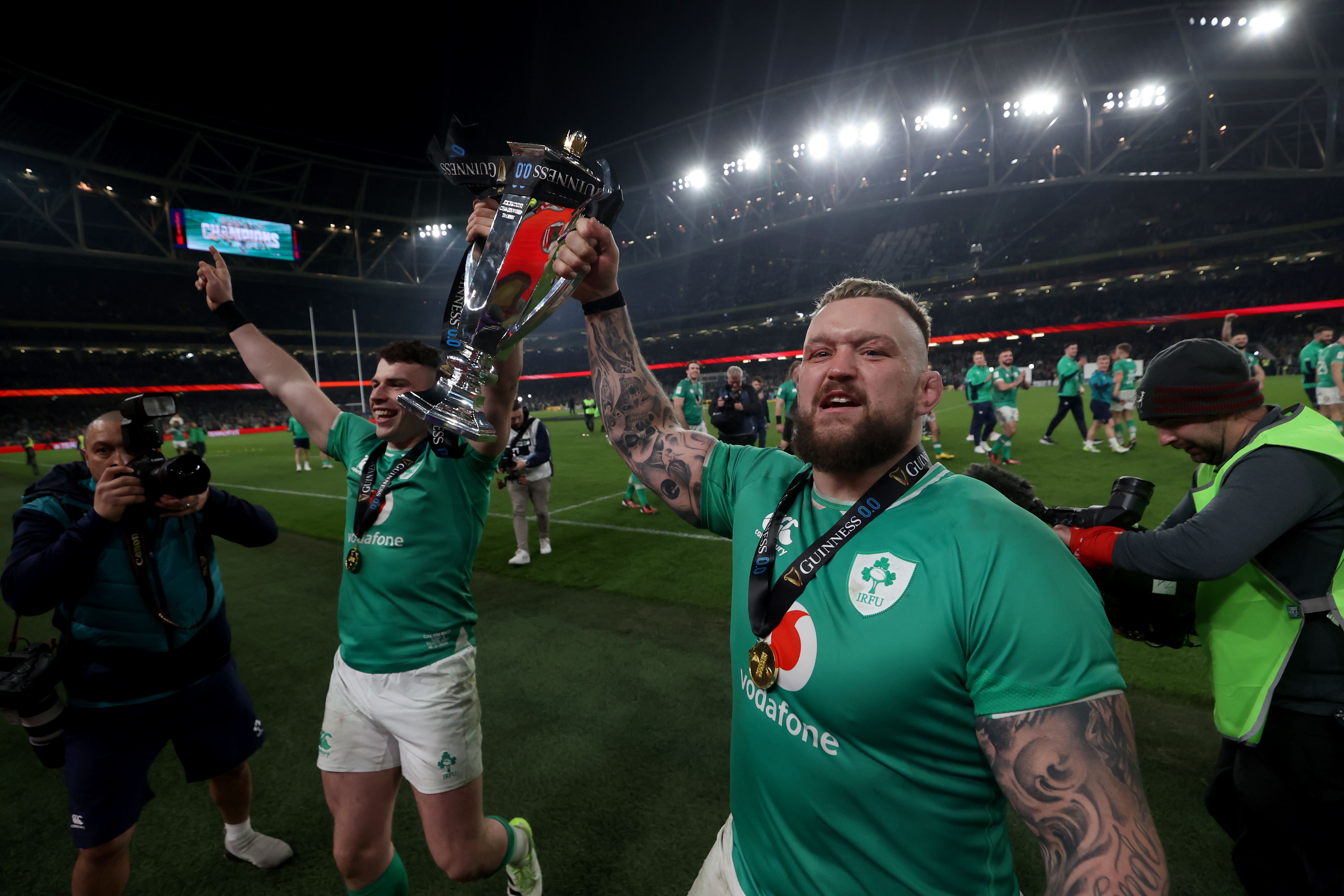 Ireland celebrate winning the Six Nations title
