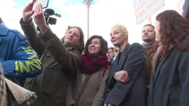<p>Alexei Navalny’s wife Yulia attends protest against Russian elections.</p>