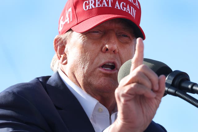 <p>Donald Trump speaking at a rally in Ohio on 16 March </p>