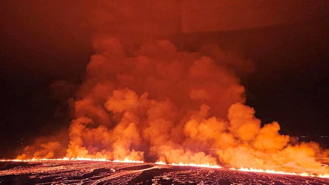 <p>The lava flow that crossed Grindavikurvegur, the road to Grindavik in Iceland, Sunday</p>