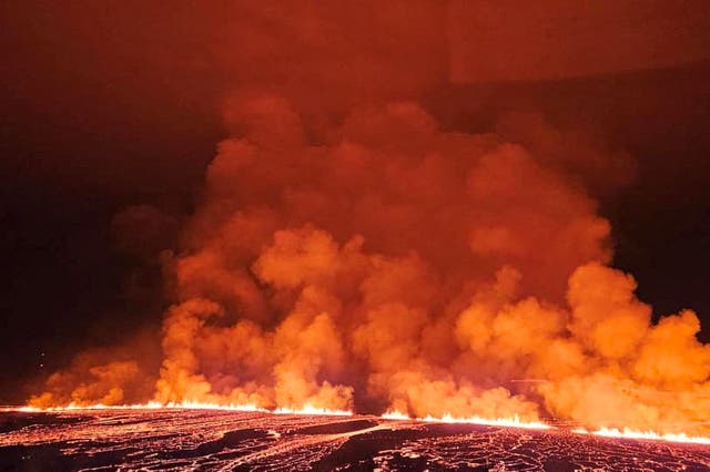 <p>The lava flow that crossed Grindavikurvegur, the road to Grindavik in Iceland, Sunday</p>