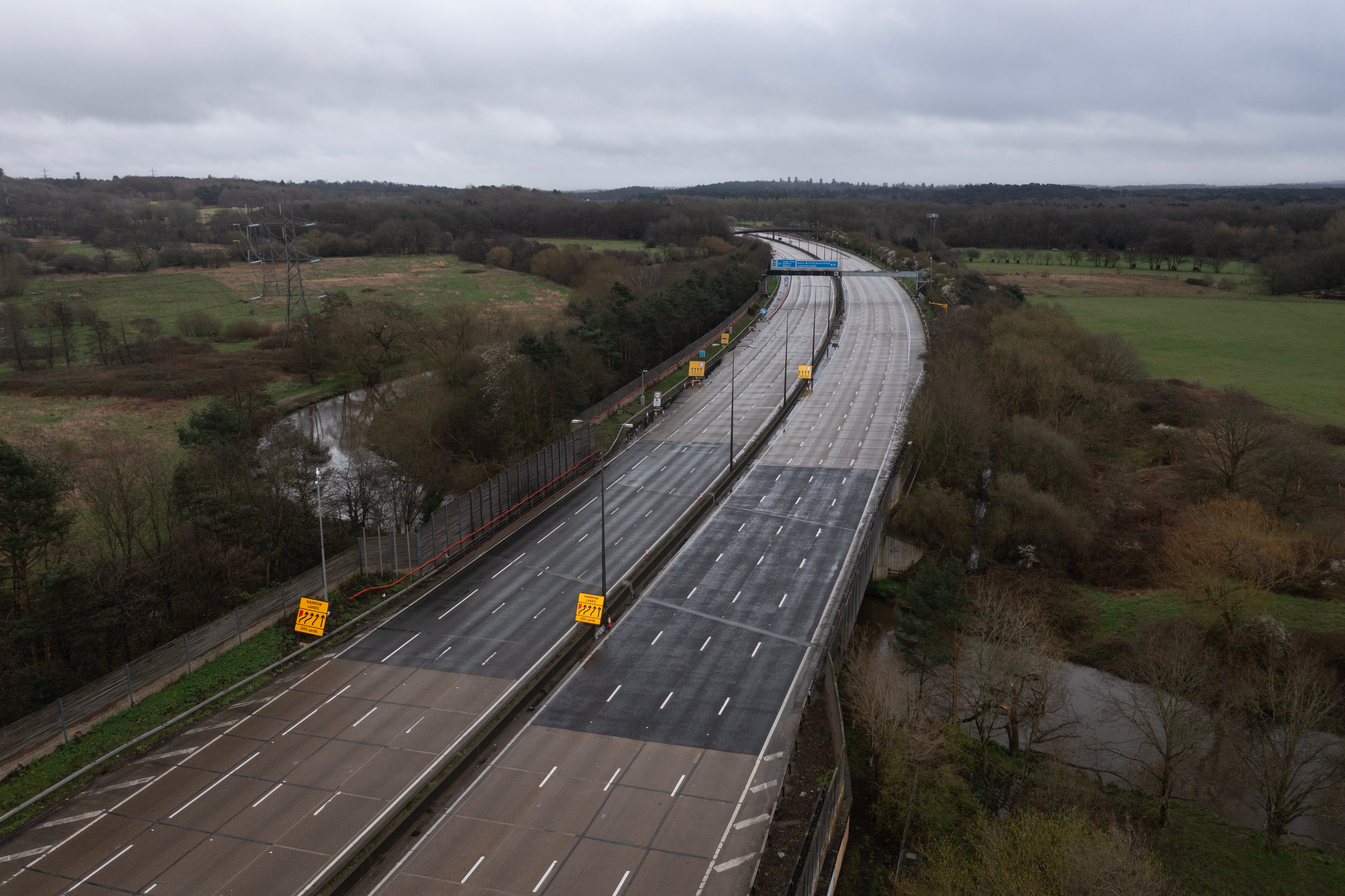 <p>The empty section of the M25, between junction 10 and 11, over the weekend</p>