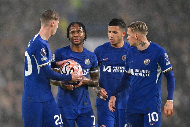 <p>Raheem Sterling and Cole Palmer appeared to argue over who would take a Chelsea penalty during the FA Cup win over Leicester </p>