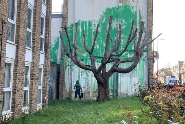 The artwork appeared on the side of a building on Hornsey Road in Finsbury Park, north London (Ella Nunn/PA)