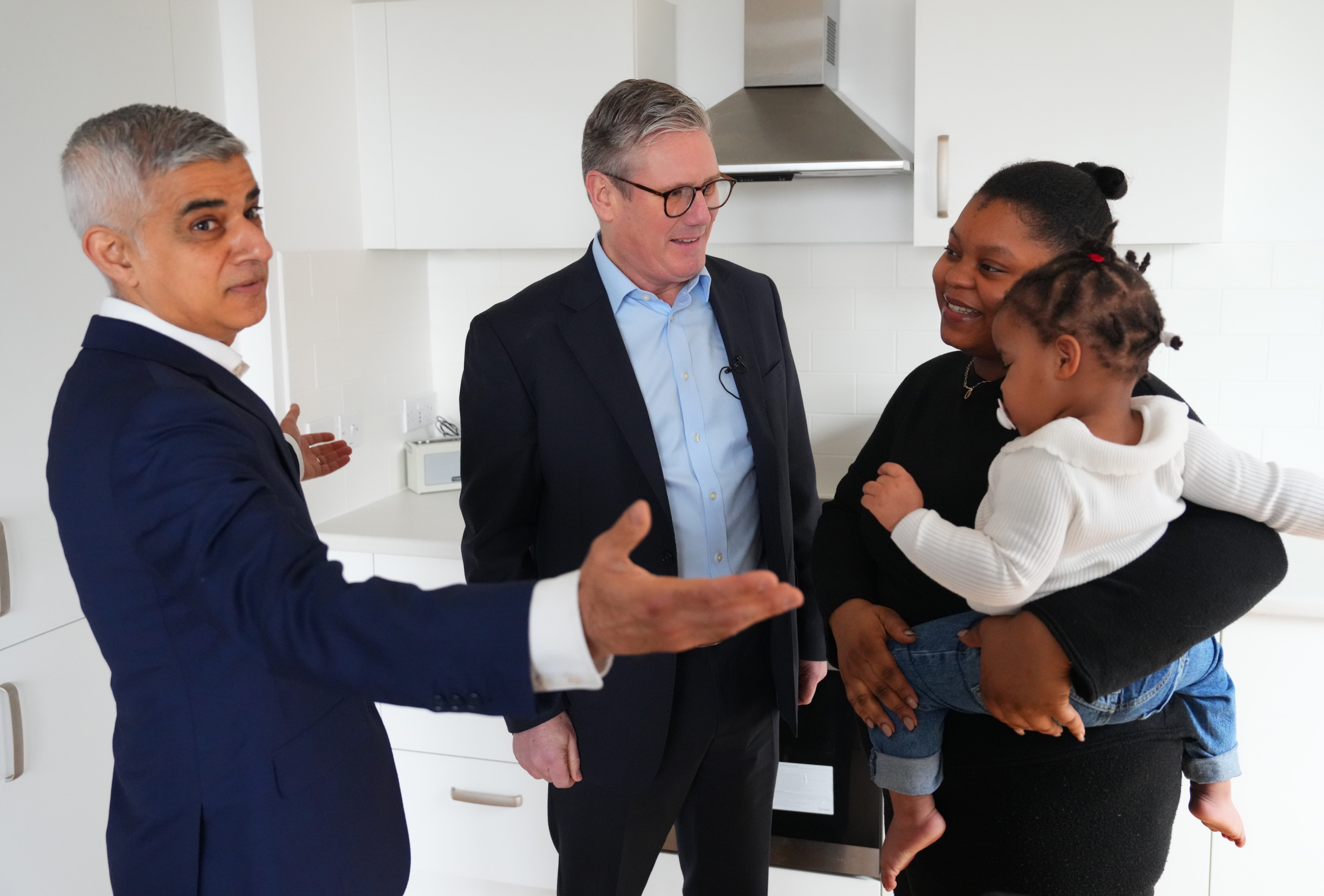 Sadiq Khan and Keir Starmer on a visit to a major new City Hall-funded council housing development after launching his re-election campaign