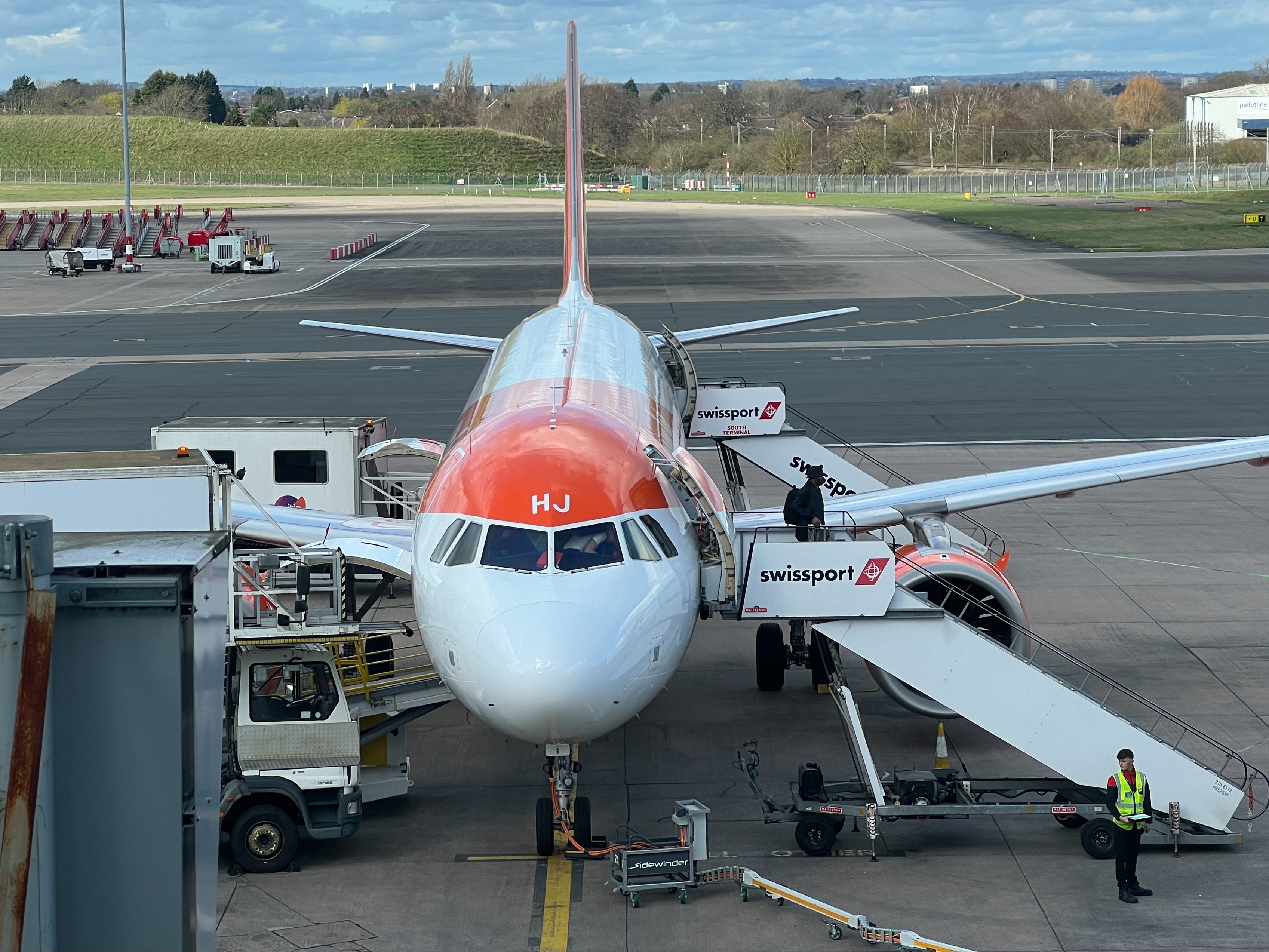 easyJet Airbus A320 at Birmingham airport