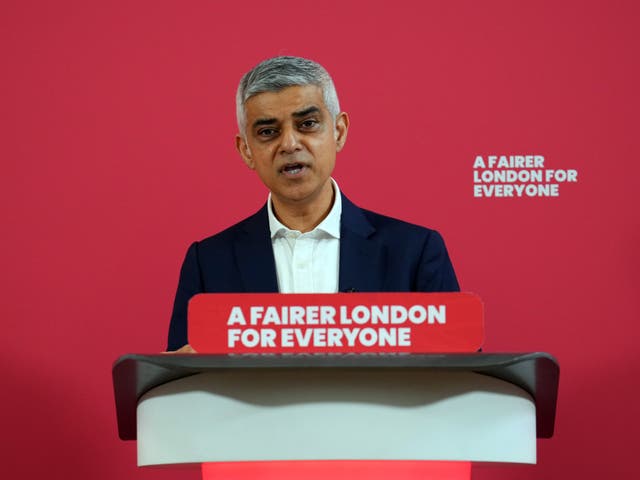 <p>Mayor of London Sadiq Khan at the launch of his re-election campaign</p>