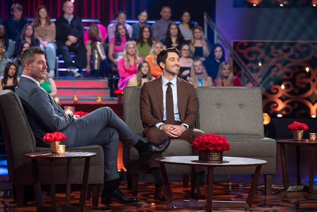 <p>(L-R) ‘The Bachelor’ host Jesse Palmer and Joey Graziadei </p>