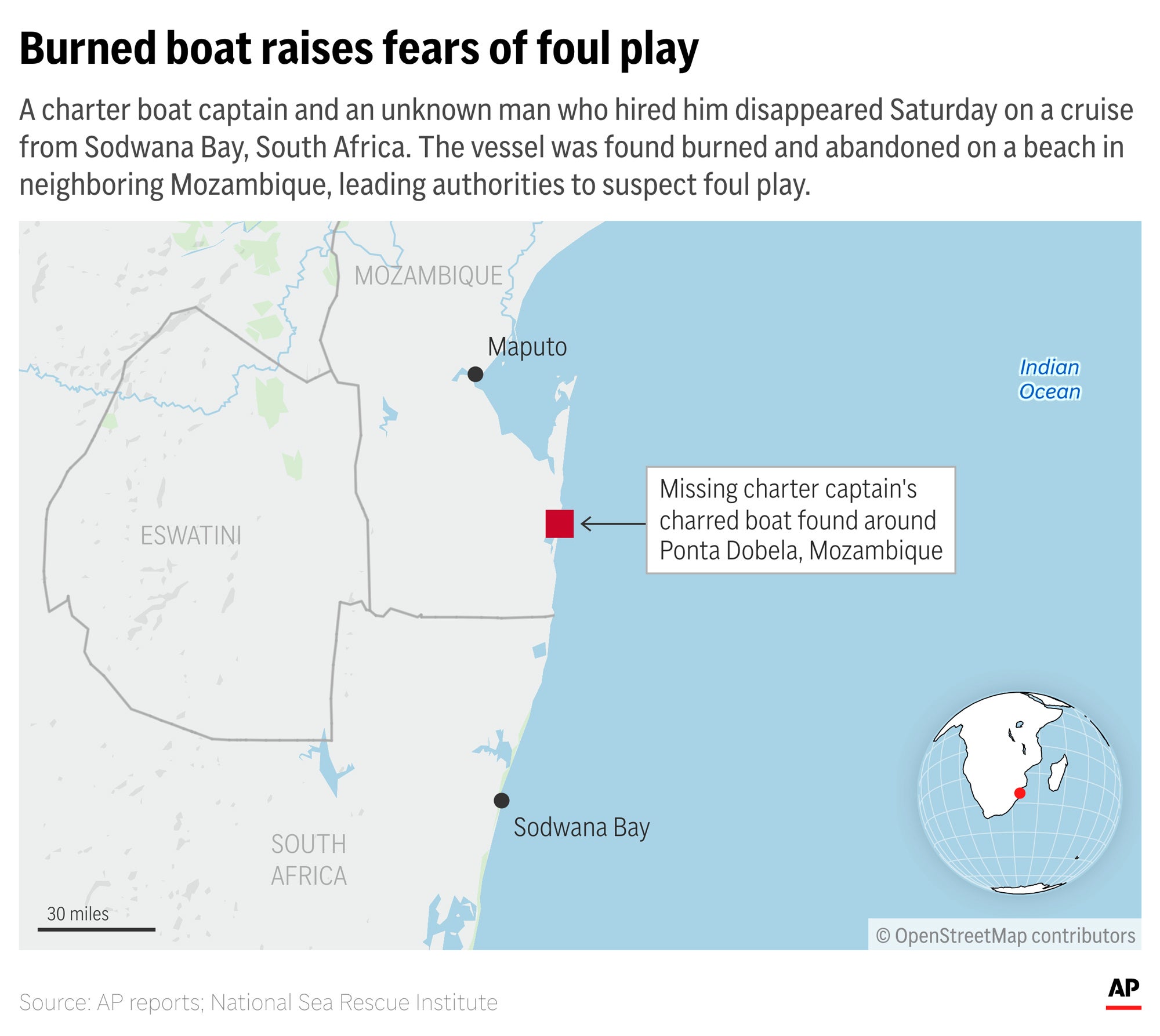 Map of the burnt out boat