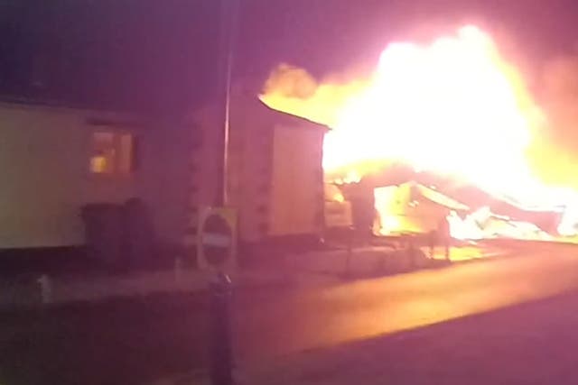 <p>Raging Berkshire caravan park fire captured on police bodycam footage.</p>