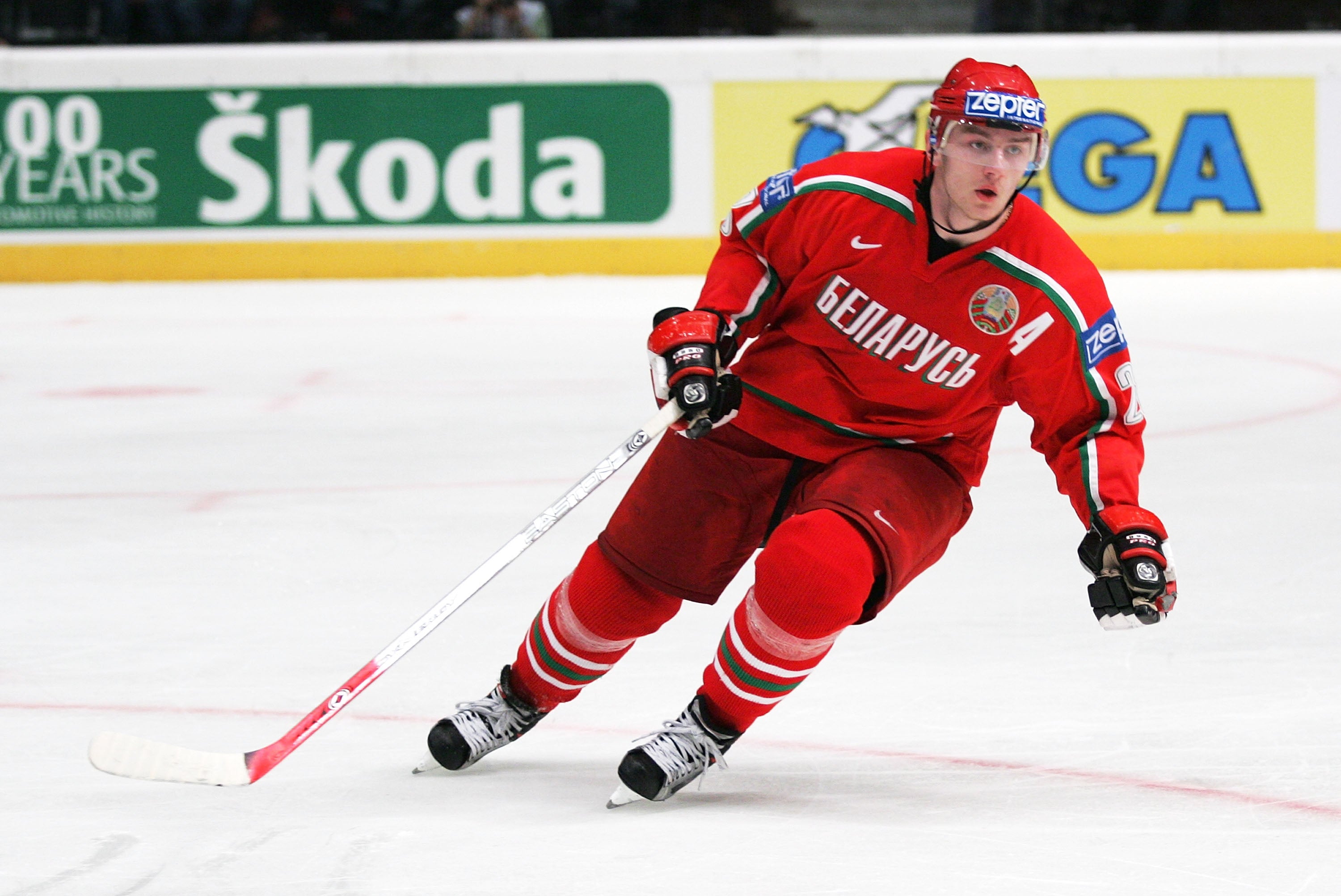 Konstantin Koltsov in action for Belarus at the IIHF World Men’s Championships