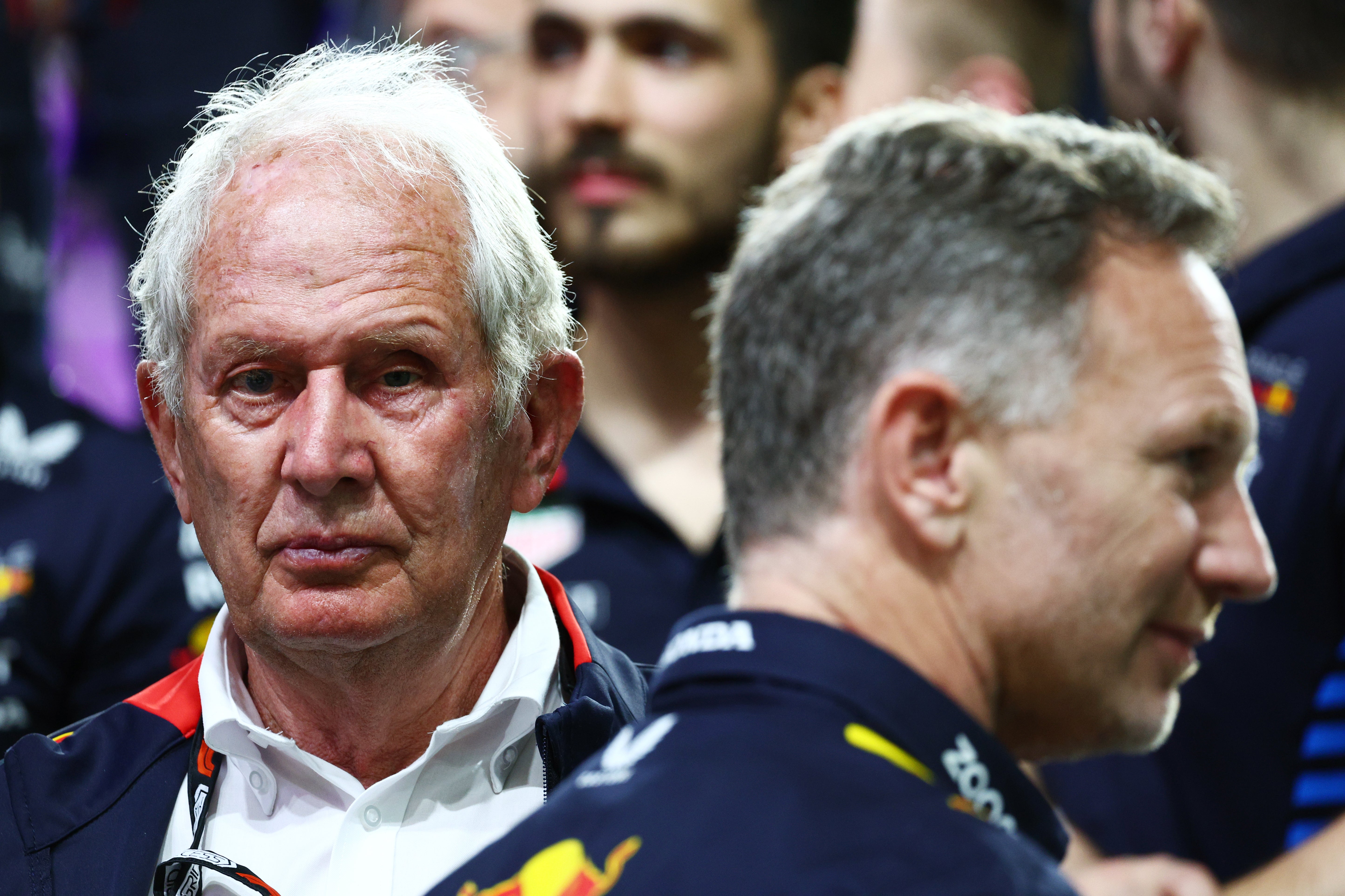 Christian Horner and major Red Bull figures such as Helmut Marko (left) have reportedly held peace talks