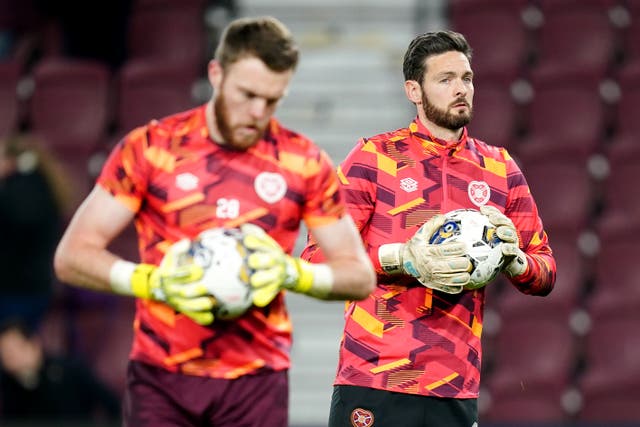 Hearts keepers Zander Clark (left) and Craig Gordon will be hoping to go to the European Championship this summer (Jane Barlow/PA)
