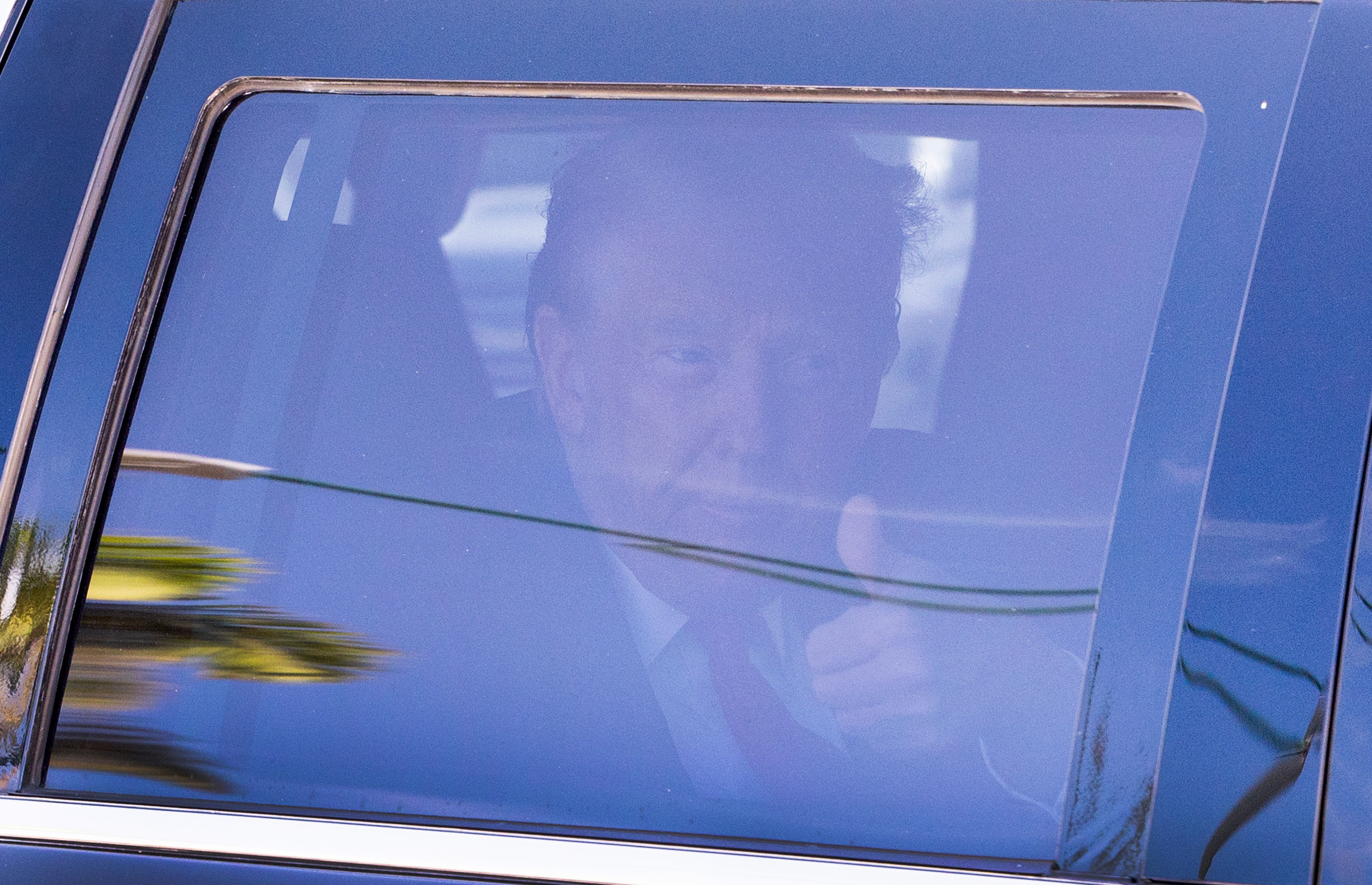 Donald Trump is driven from the Alto Lee Adams Sr US Courthouse on 14 March 2024 in Fort Pierce, Florida