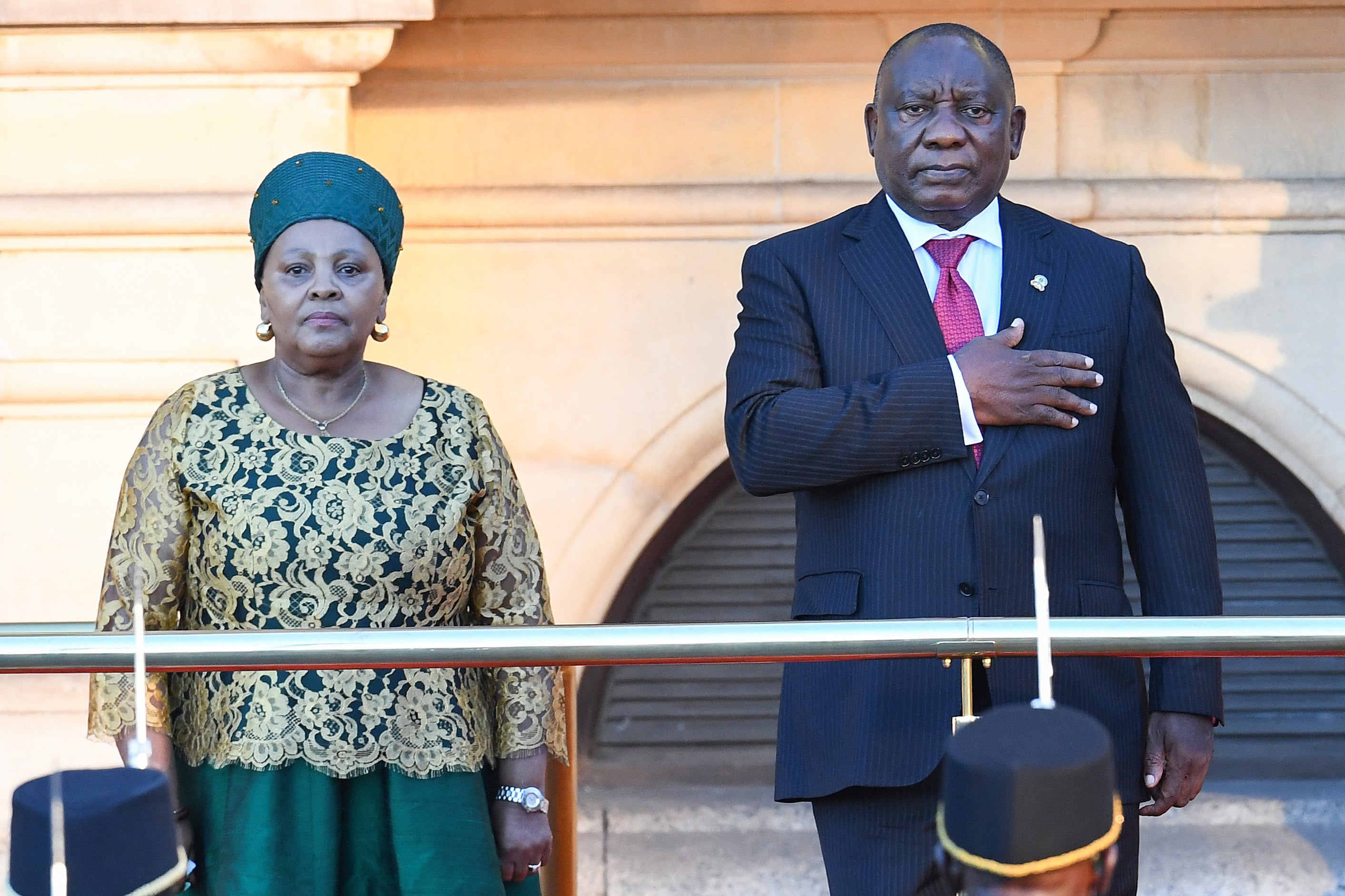 Nosiviwe Mapisa-Nqakula, speaker of the National Assembly, with South African president Cyril Ramaphosa ahead of his state of the nation address at the City Hall in Cape Town