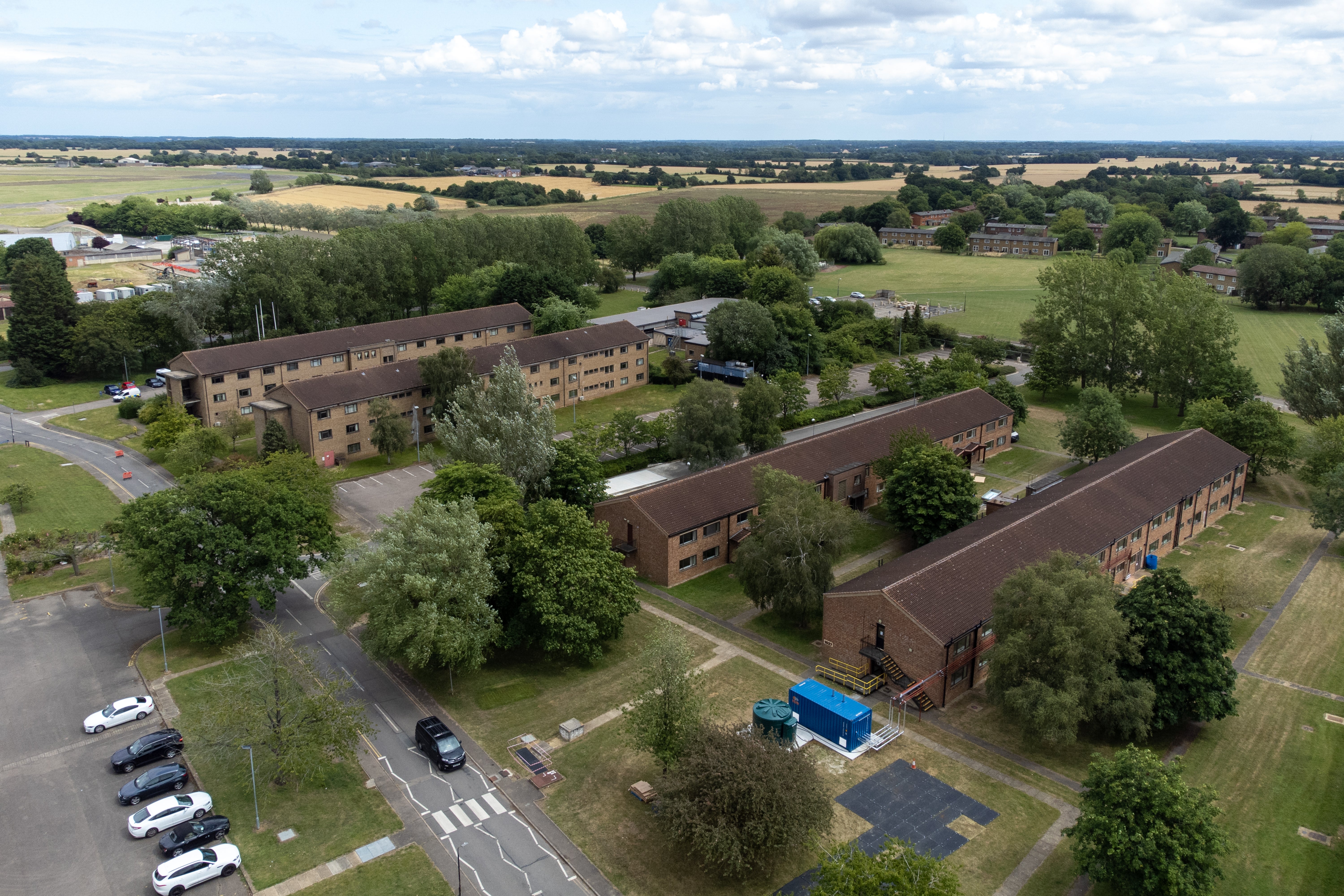 An aerial view of the asylum accommodation centre at MDP Wethersfield in Essex, a 335-hectare airfield owned by the Ministry of Defence, where the Home Office has begun to house adult male migrants