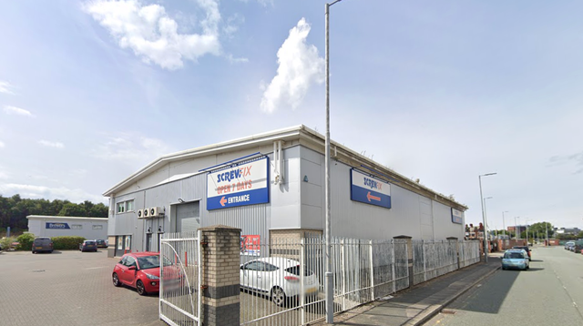 <p>Screwfix car park in Birkenhead, Merseyside</p>