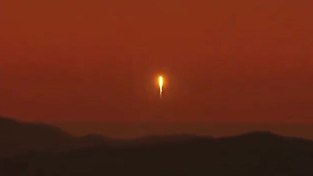 SpaceX Falcon 9 rocket launch from Los Angeles captured by news helicopter