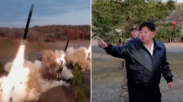 <p>Kim Jong-un witnesses North Korean rocket launcher drills.</p>