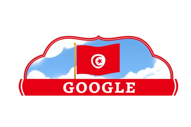 <p>The Tunisian flag flies on this depiction of the Google Doodle</p>