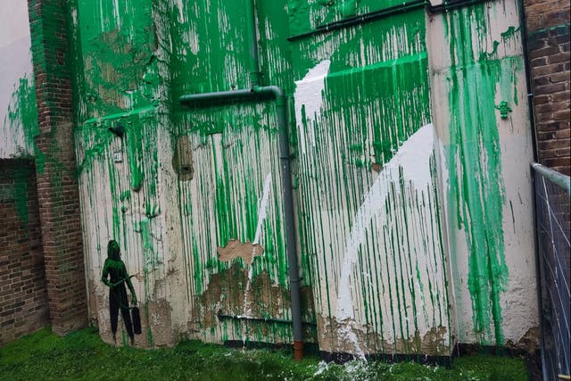 <p>Banksy’s latest piece has been painted over </p>