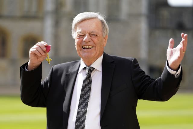 <p>DJ Tony Blackburn was presented with his OBE for services to broadcasting and charity by the Princess Royal in an investiture ceremony at Windsor Castle (Andrew Matthews/PA)</p>