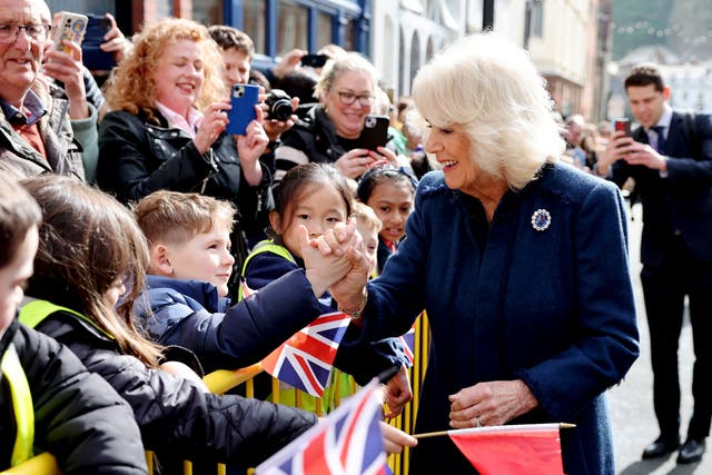 Queen Camilla meets members of the public during a visit to Douglas on the Isle of Man (Chris Jackson/PA)