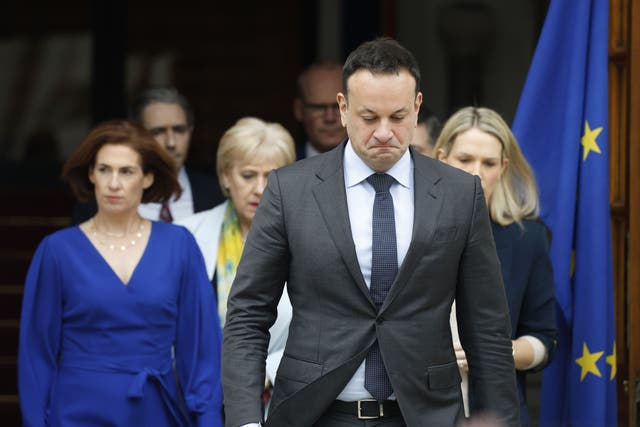 Taoiseach Leo Varadkar arrives to speak to the media at Government Buildings in Dublin (Nick Bradshaw/PA)