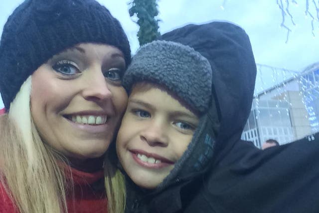 <p>Hayley Ryall with her only son Mikey Roynon, who was stabbed in the neck at a house party in Bath last year</p>