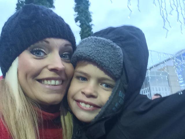 <p>Hayley Ryall with her only son Mikey Roynon, who was stabbed in the neck at a house party in Bath last year</p>