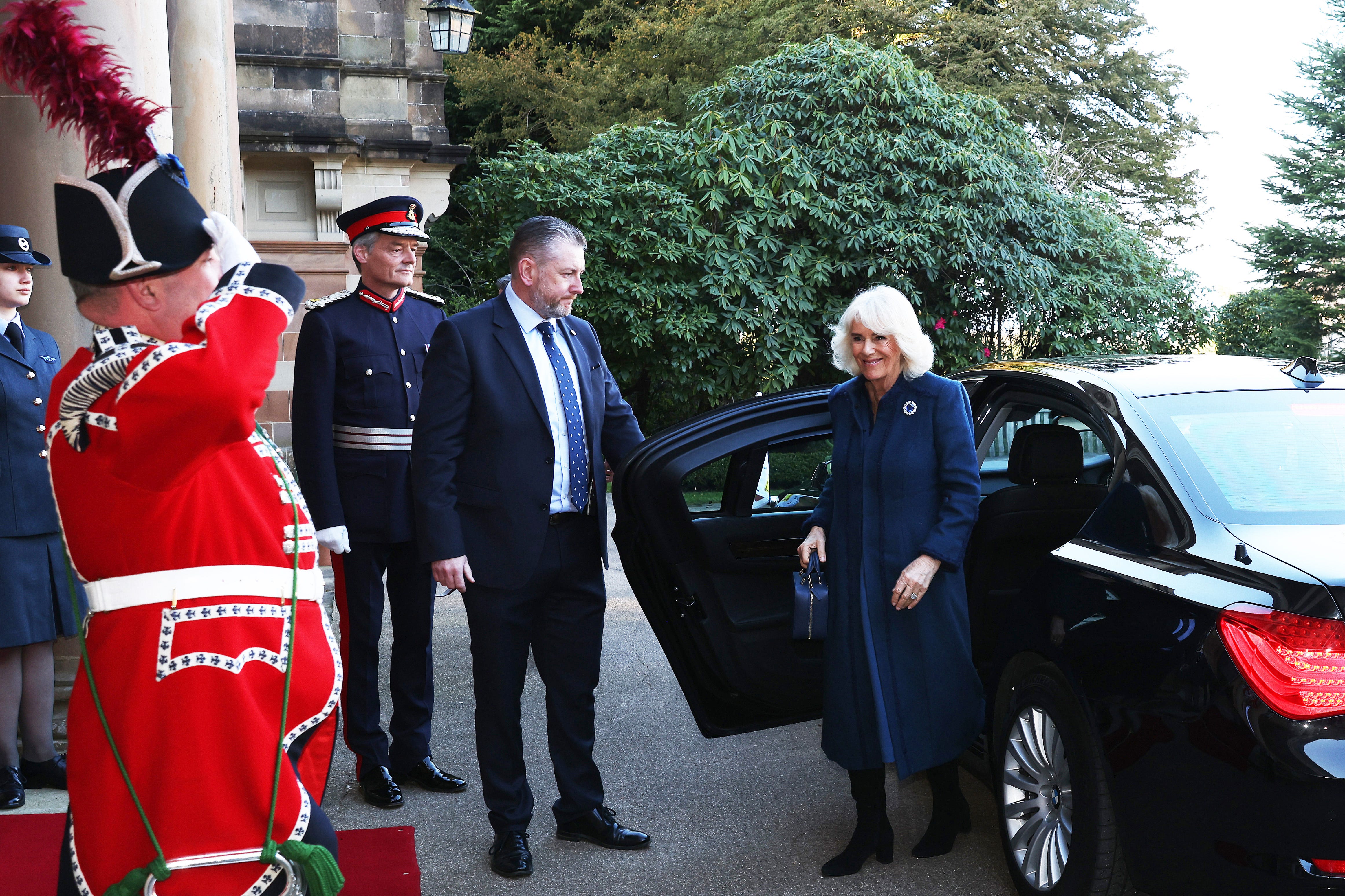 Queen Camilla arriving at Hillsborough Castle in Co Down , marking the start of her official visit to Northern Ireland (Peter Morrison/PA)