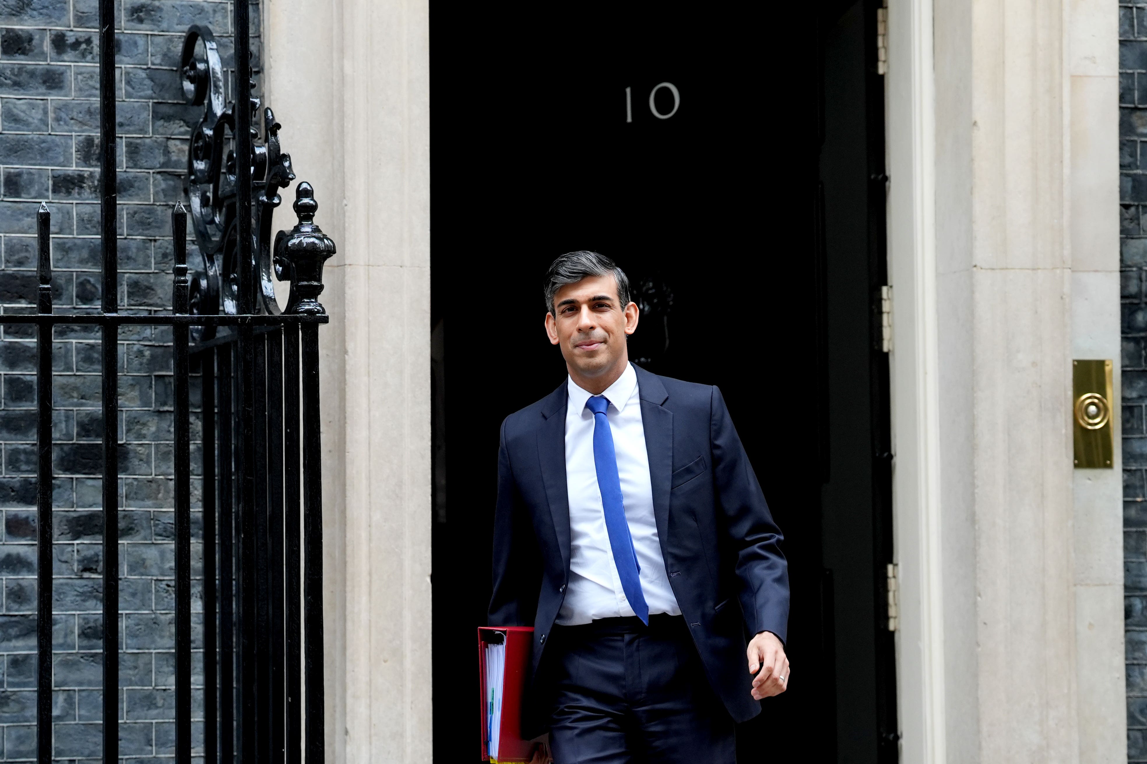 Prime Minister Rishi Sunak departs 10 Downing Street, London, to attend Prime Minister’s Questions at the Houses of Parliament (Stefan Rousseau/PA)