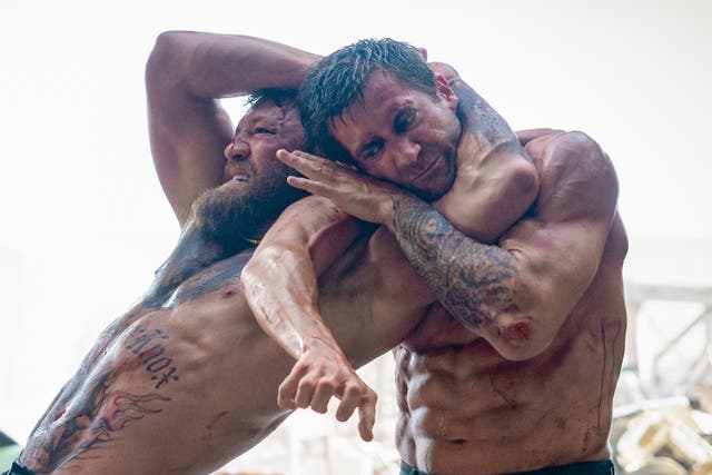 <p>‘The most pointless sort of remake’: Conor McGregor and  Jake Gyllenhaal in ‘Road House’ </p>