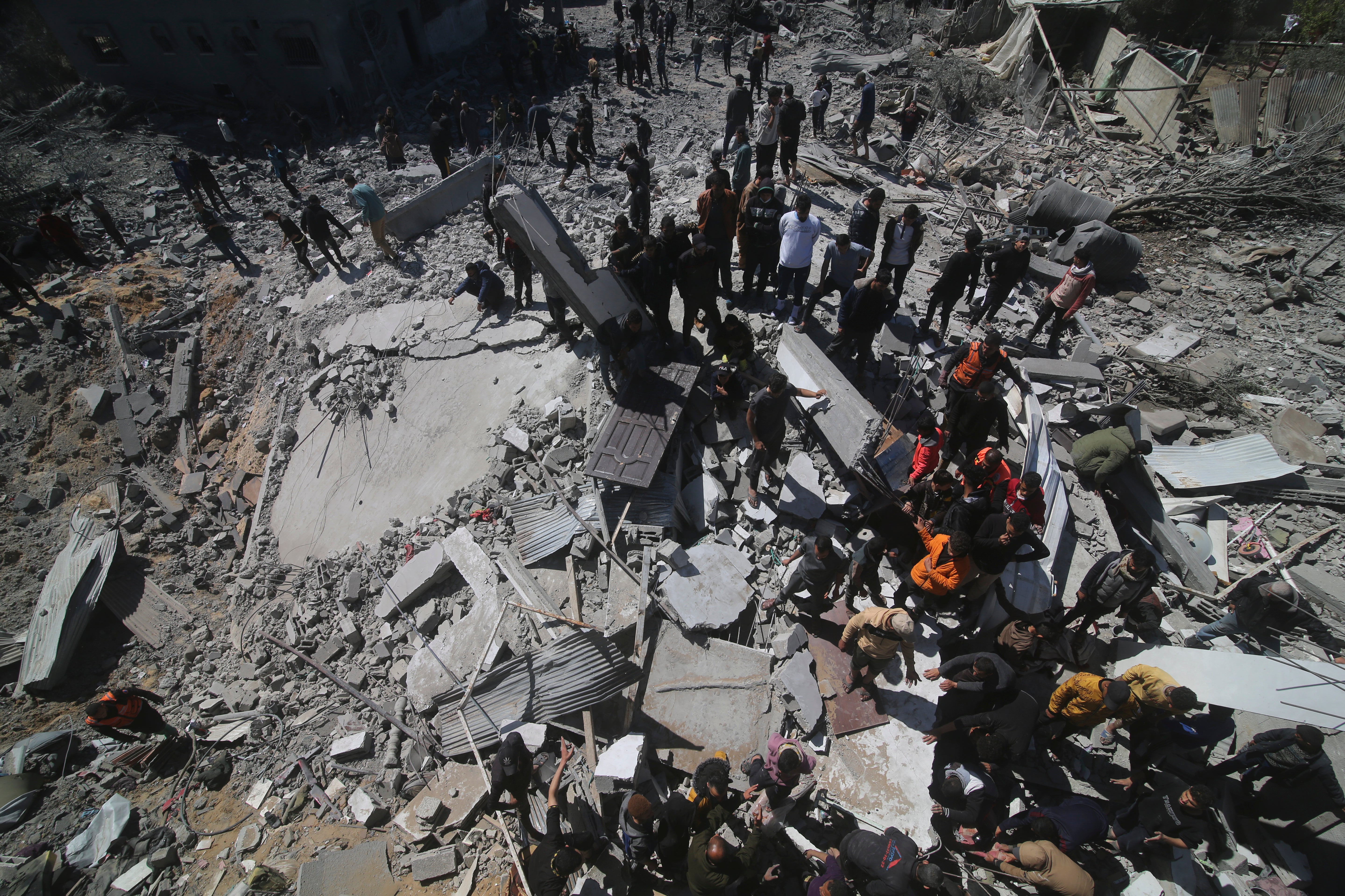 A destroyed residential building in Rafah