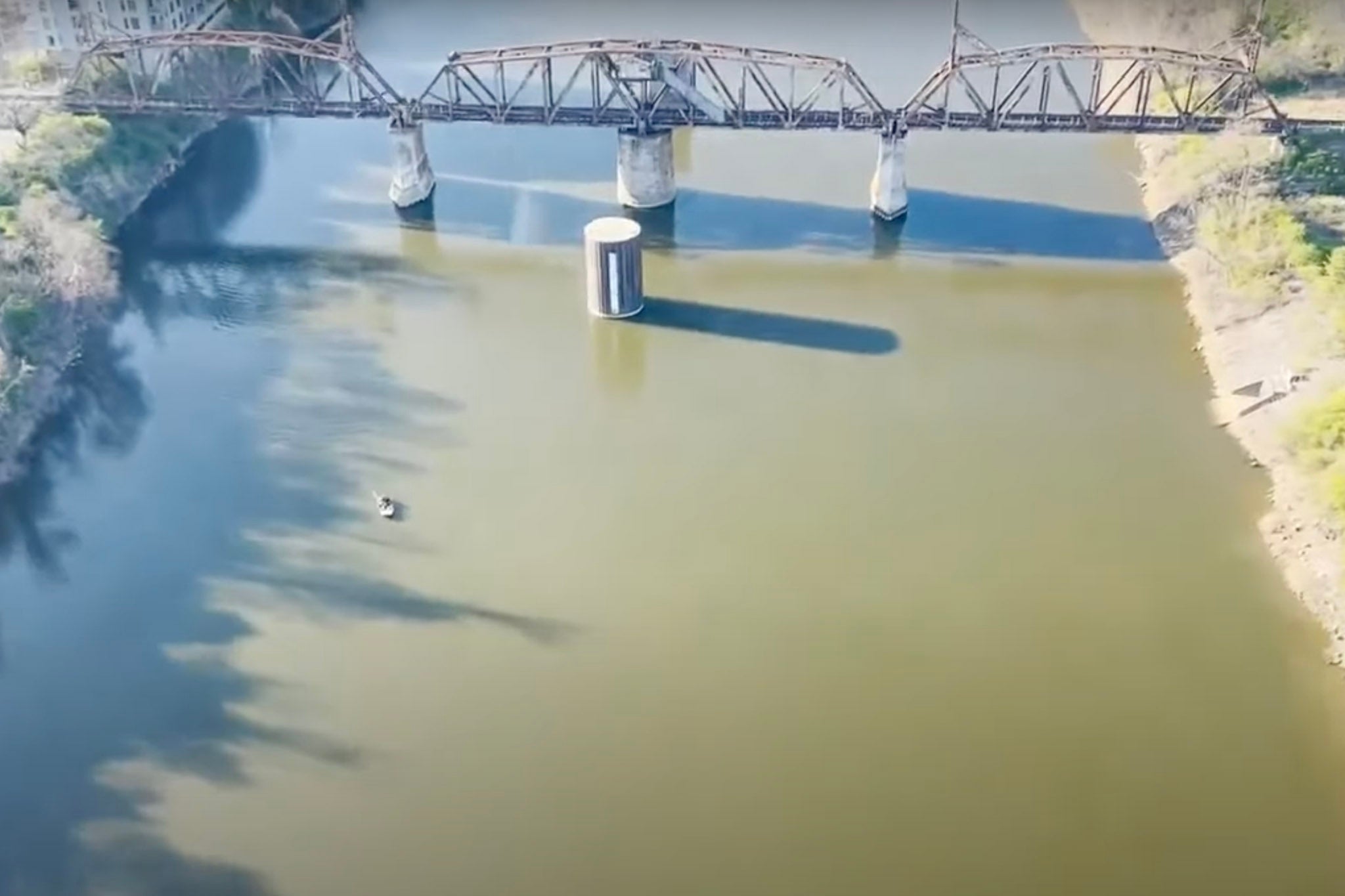 An aerial photo of the Cumberland River in Nashville. Riley Strain’s body was found in the river on March 22 approximately 8 miles from where he disappeared in downtown Nashville