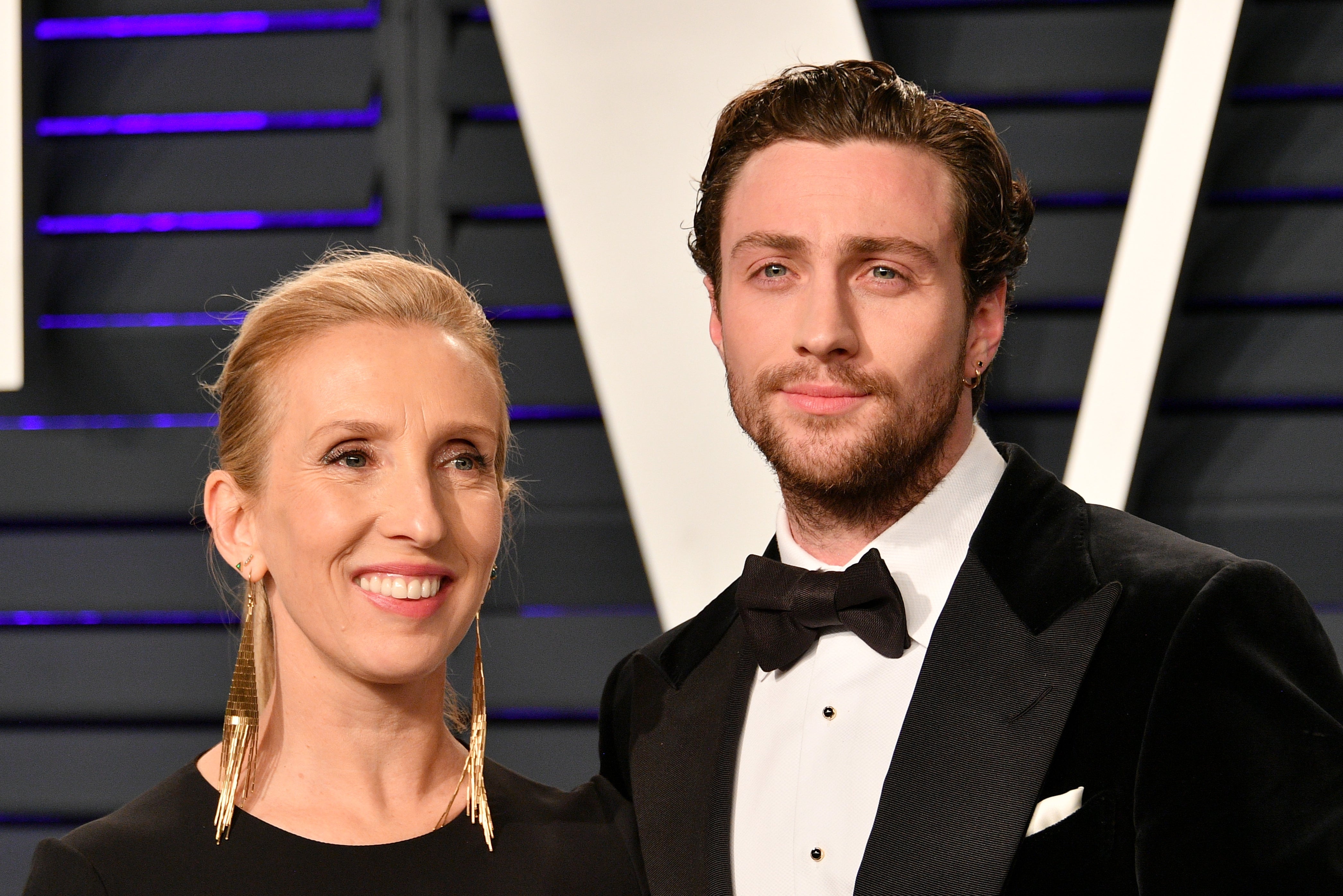 Sam and Aaron Taylor-Johnson attend the Vanity Fair Oscar Party in 2019
