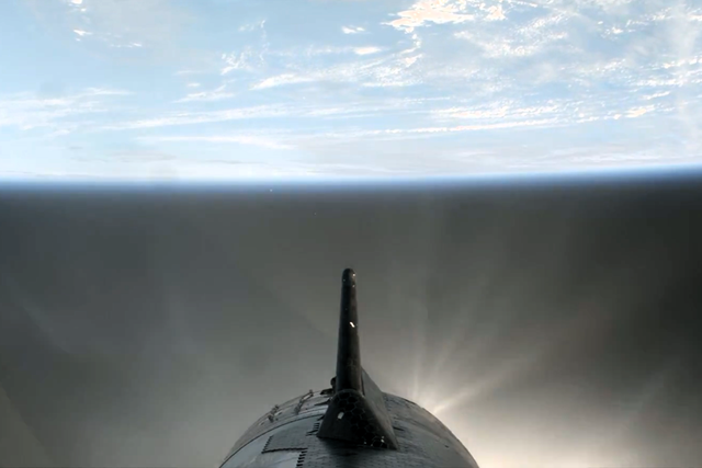 <p>Starship’s onboard cameras capture the moment the world’s biggest rocket entered Earth’s orbit on 14 March, 2024</p>