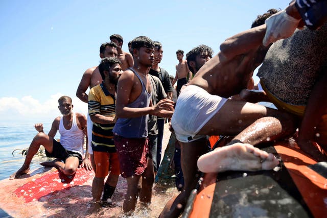 <p>Rohingya refugees rescued at sea </p>