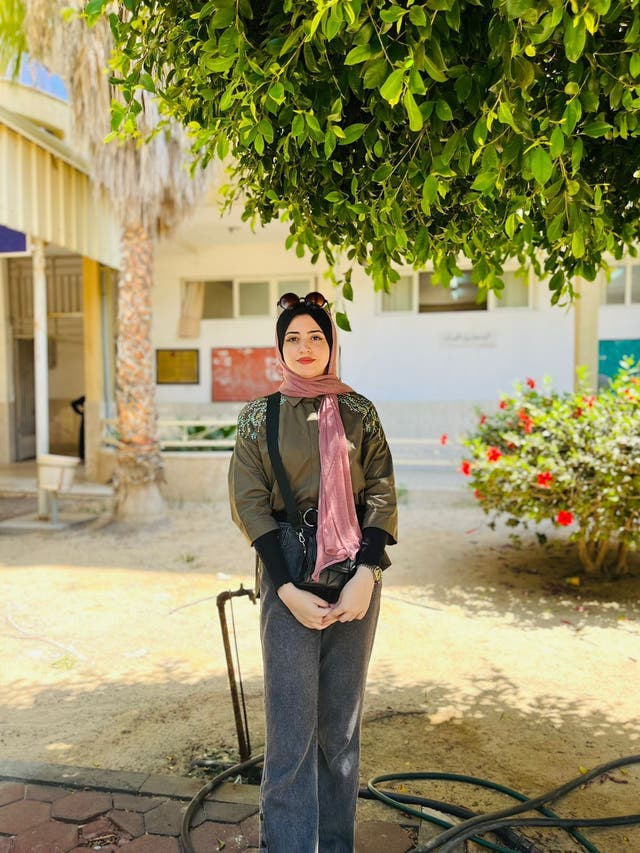 <p>Lna Shaqalaih, 22, and her family of seven were forced to flee their home following the Hamas attack on Israel on 7 October</p>
