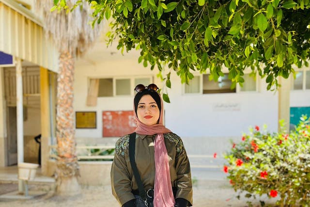 <p>Lna Shaqalaih, 22, and her family of seven were forced to flee their home following the Hamas attack on Israel on 7 October</p>